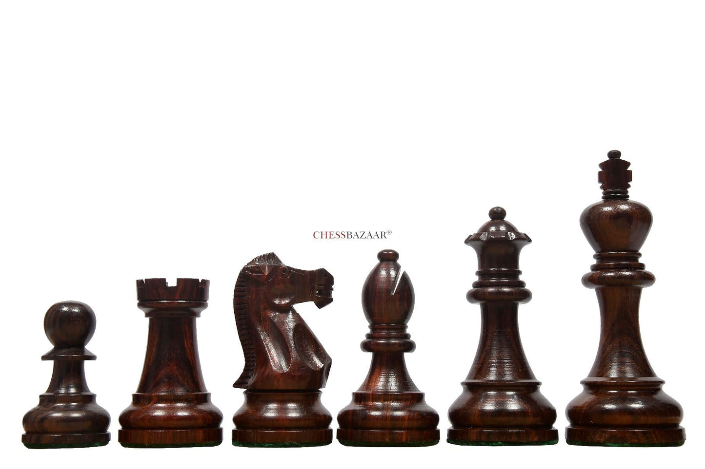 The American Staunton Series Weighted Tournament Chess Pieces in Rosewood & Box Wood - 4.1" King