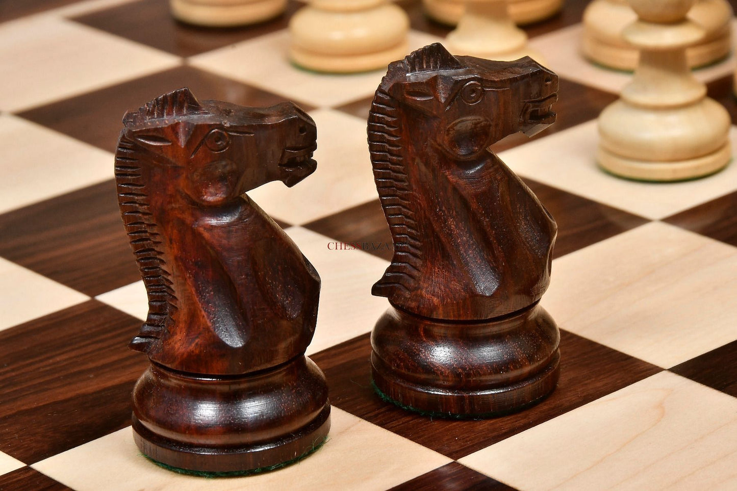 The American Staunton Series Weighted Tournament Chess Pieces in Rosewood & Box Wood - 4.1" King