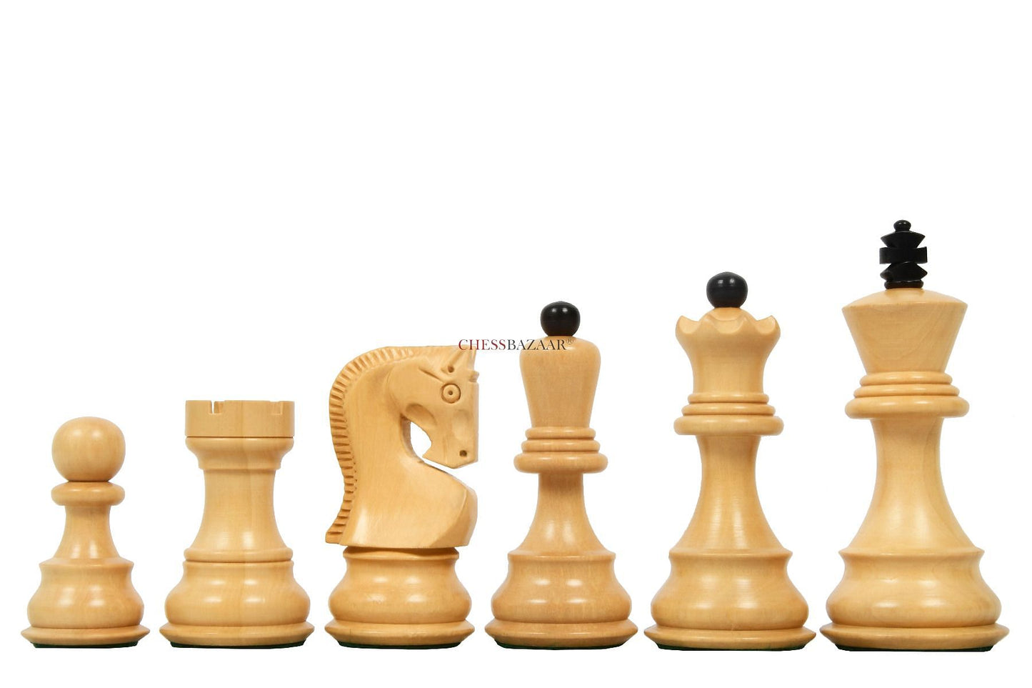 Old 1959 Russian Zagreb Staunton Chess Pieces in Finish Ebonized Boxwood / Natural Boxwood - 3.8" King