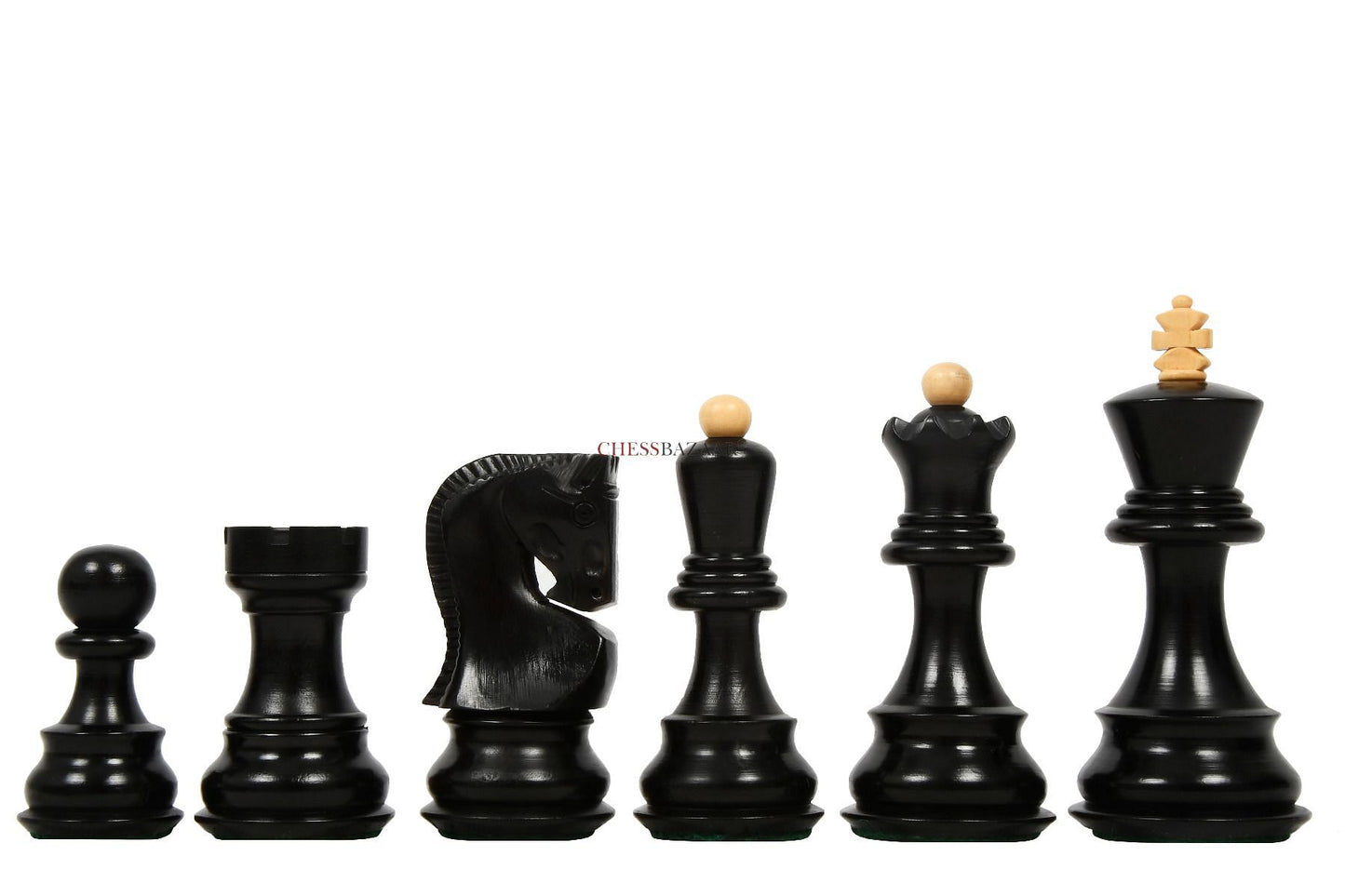 Old 1959 Russian Zagreb Staunton Chess Pieces in Finish Ebonized Boxwood / Natural Boxwood - 3.8" King