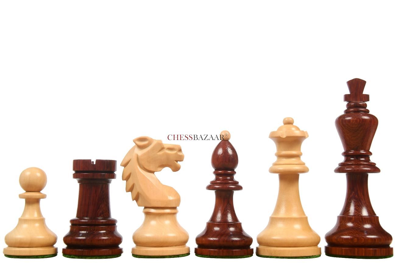 Special Edition Reproduced Vintage 1950's Circa Bohemia Staunton Series German Chess Pieces in Bud Rosewood and Boxwood - 3.89" King