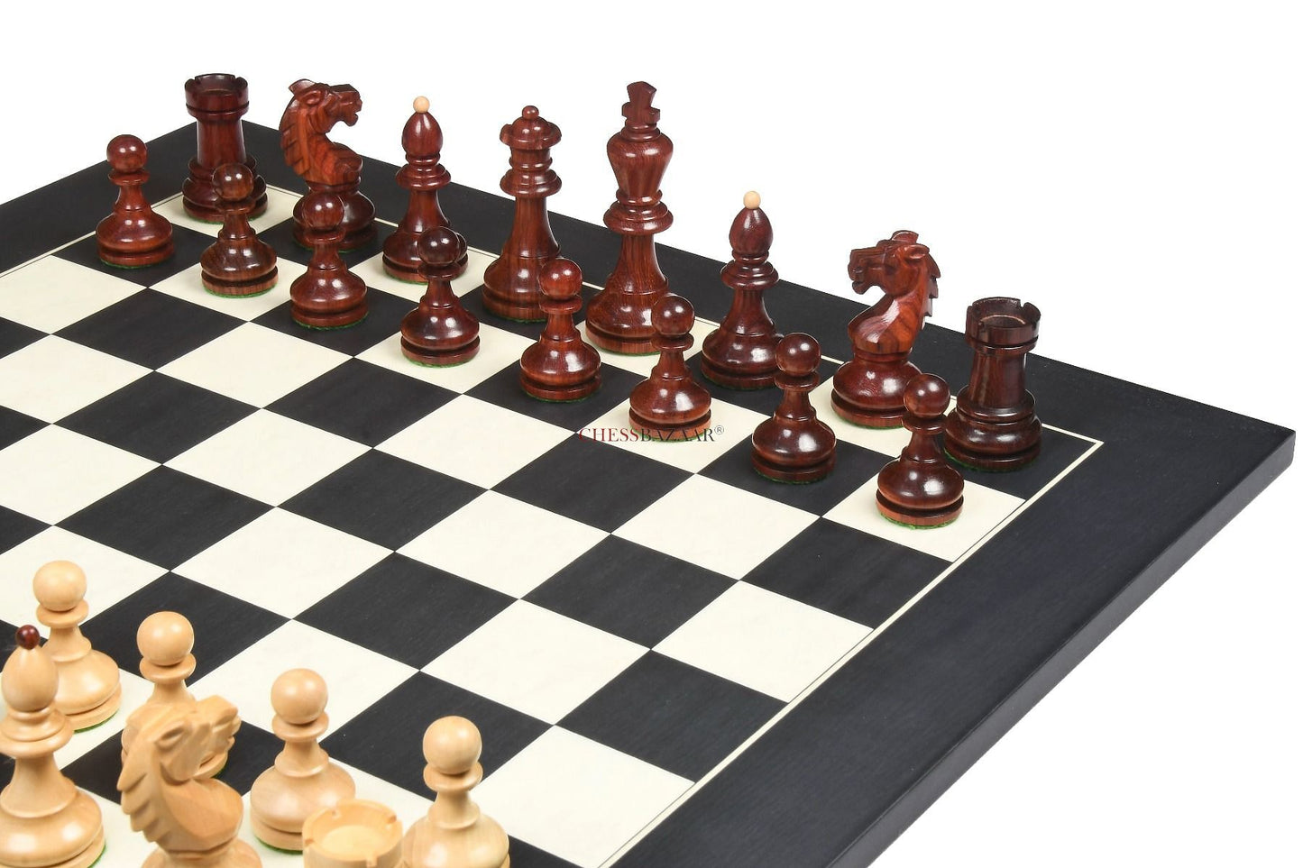 Special Edition Reproduced Vintage 1950's Circa Bohemia Staunton Series German Chess Pieces in Bud Rosewood and Boxwood - 3.89" King