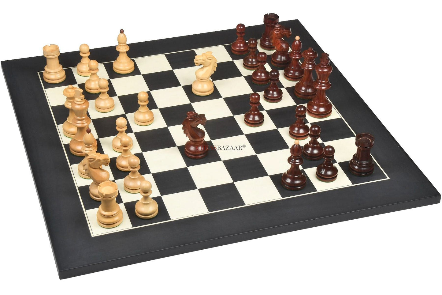 Special Edition Reproduced Vintage 1950's Circa Bohemia Staunton Series German Chess Pieces in Bud Rosewood and Boxwood - 3.89" King
