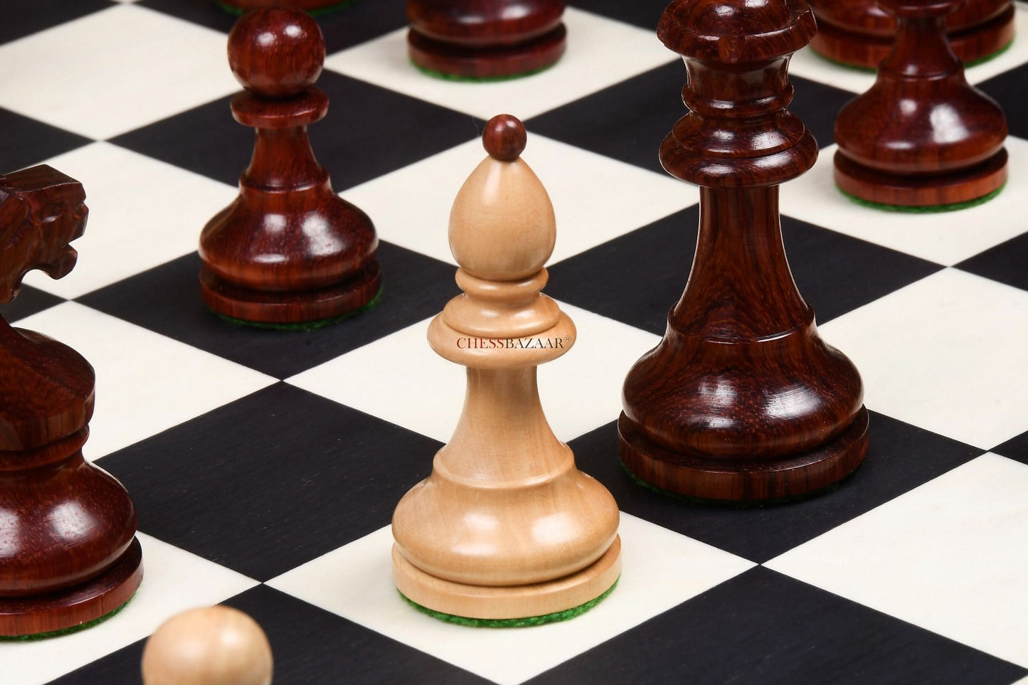 Special Edition Reproduced Vintage 1950's Circa Bohemia Staunton Series German Chess Pieces in Bud Rosewood and Boxwood - 3.89" King