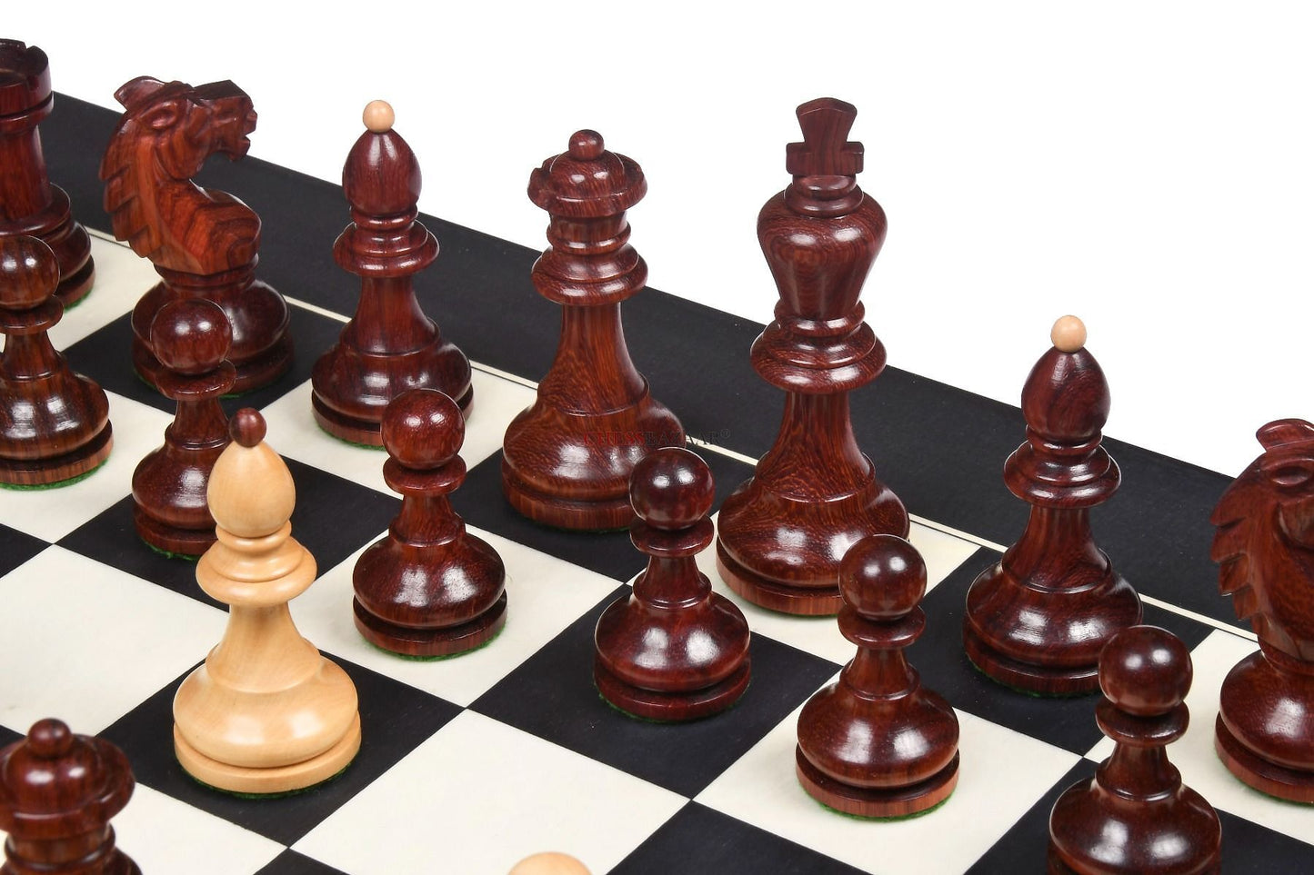 Special Edition Reproduced Vintage 1950's Circa Bohemia Staunton Series German Chess Pieces in Bud Rosewood and Boxwood - 3.89" King