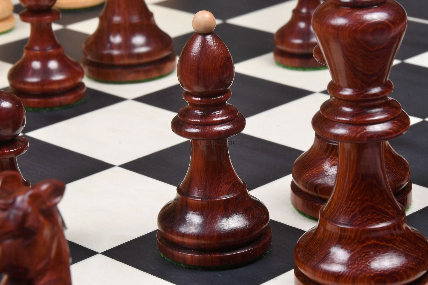 Special Edition Reproduced Vintage 1950's Circa Bohemia Staunton Series German Chess Pieces in Bud Rosewood and Boxwood - 3.89" King