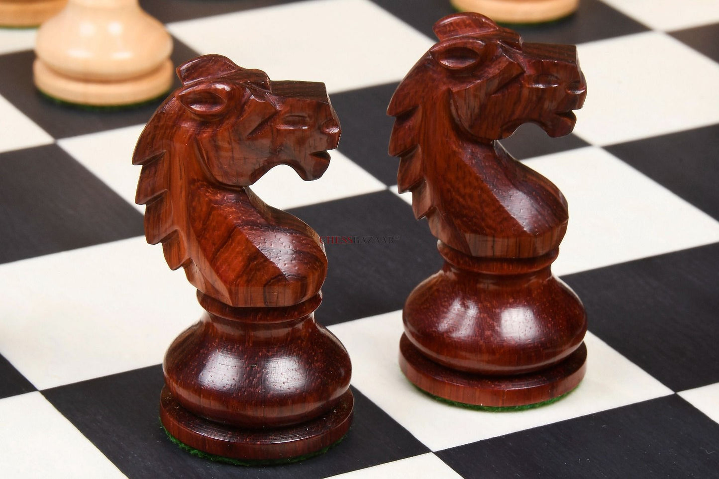 Special Edition Reproduced Vintage 1950's Circa Bohemia Staunton Series German Chess Pieces in Bud Rosewood and Boxwood - 3.89" King