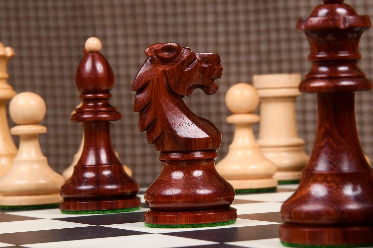 Special Edition Reproduced Vintage 1950's Circa Bohemia Staunton Series German Chess Pieces in Bud Rosewood and Boxwood - 3.89" King