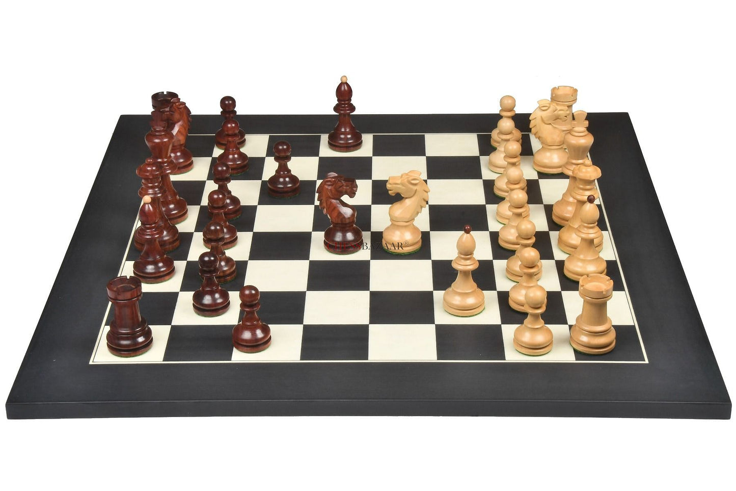 Special Edition Reproduced Vintage 1950's Circa Bohemia Staunton Series German Chess Pieces in Bud Rosewood and Boxwood - 3.89" King