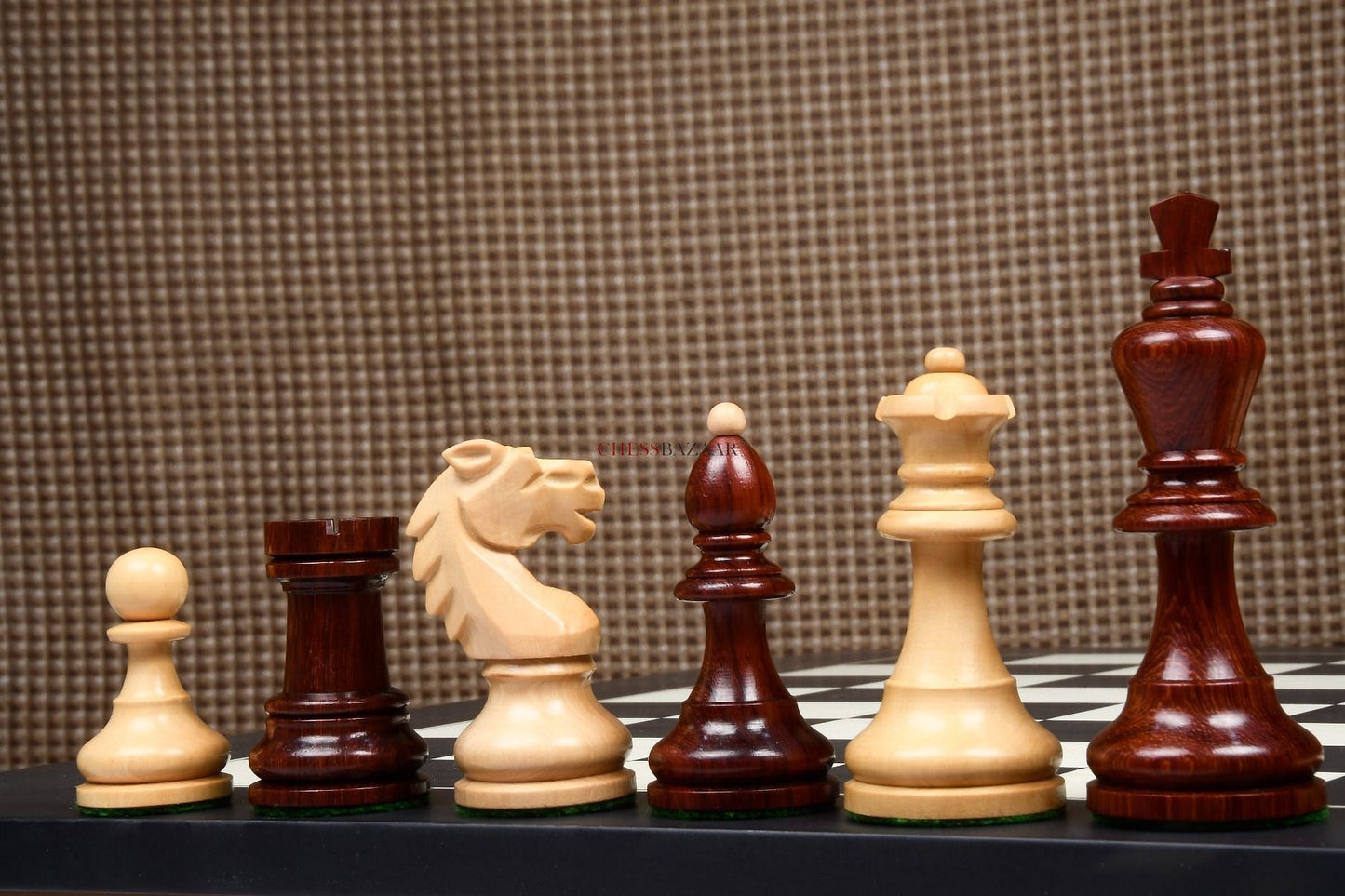 Special Edition Reproduced Vintage 1950's Circa Bohemia Staunton Series German Chess Pieces in Bud Rosewood and Boxwood - 3.89" King