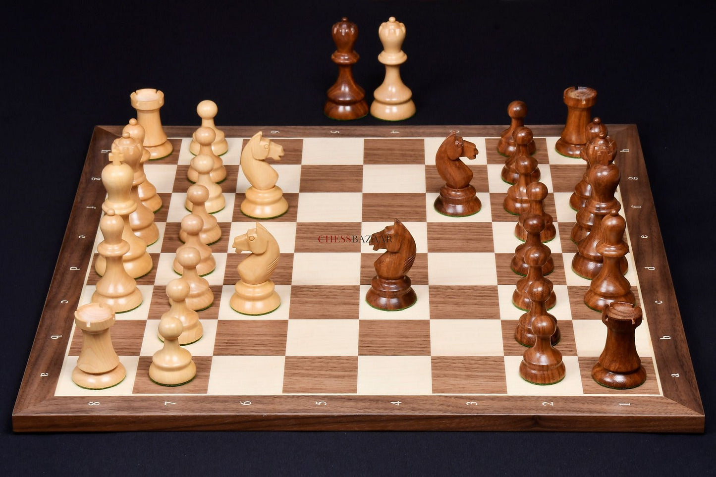 The 1937 7th Stockholm Olympiad Reproduced Chess Pieces in Sheesham Wood & Box Wood - 3.75" King