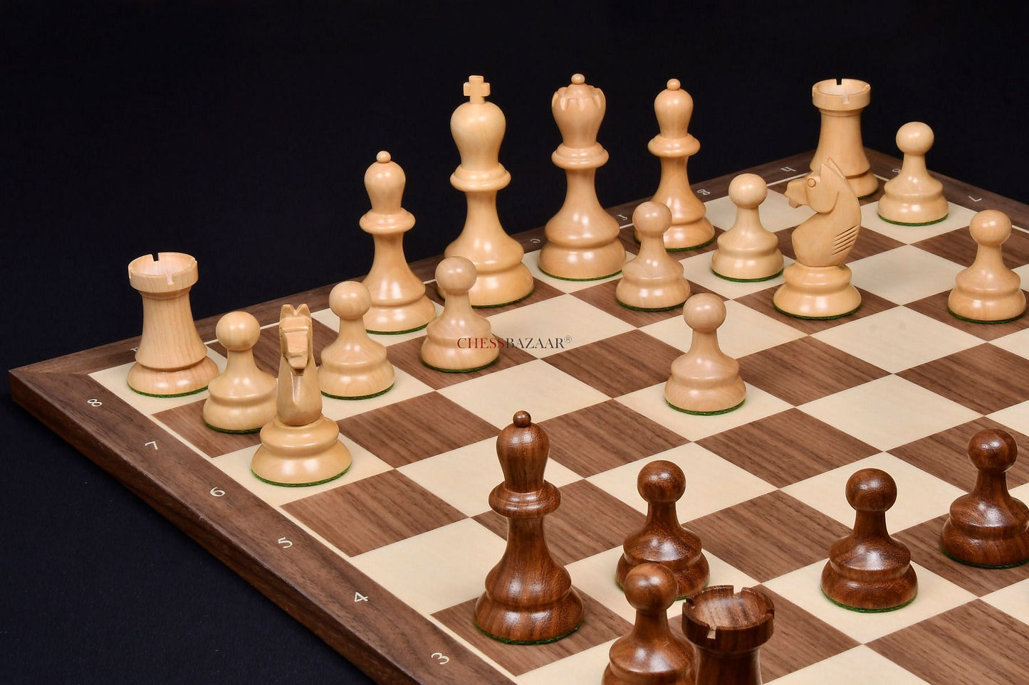 The 1937 7th Stockholm Olympiad Reproduced Chess Pieces in Sheesham Wood & Box Wood - 3.75" King
