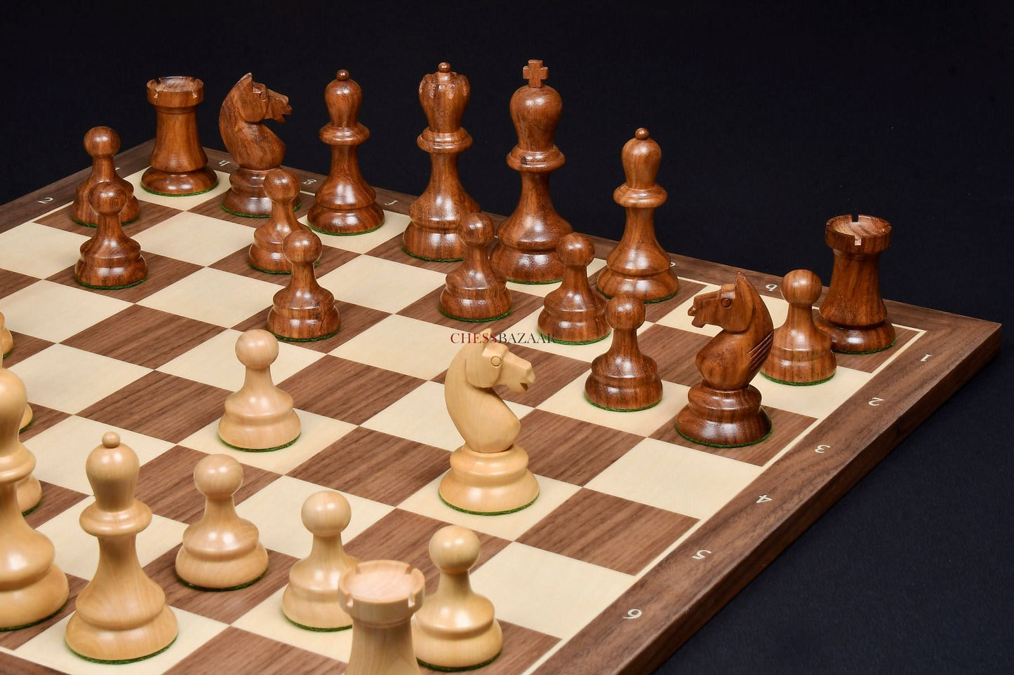 The 1937 7th Stockholm Olympiad Reproduced Chess Pieces in Sheesham Wood & Box Wood - 3.75" King