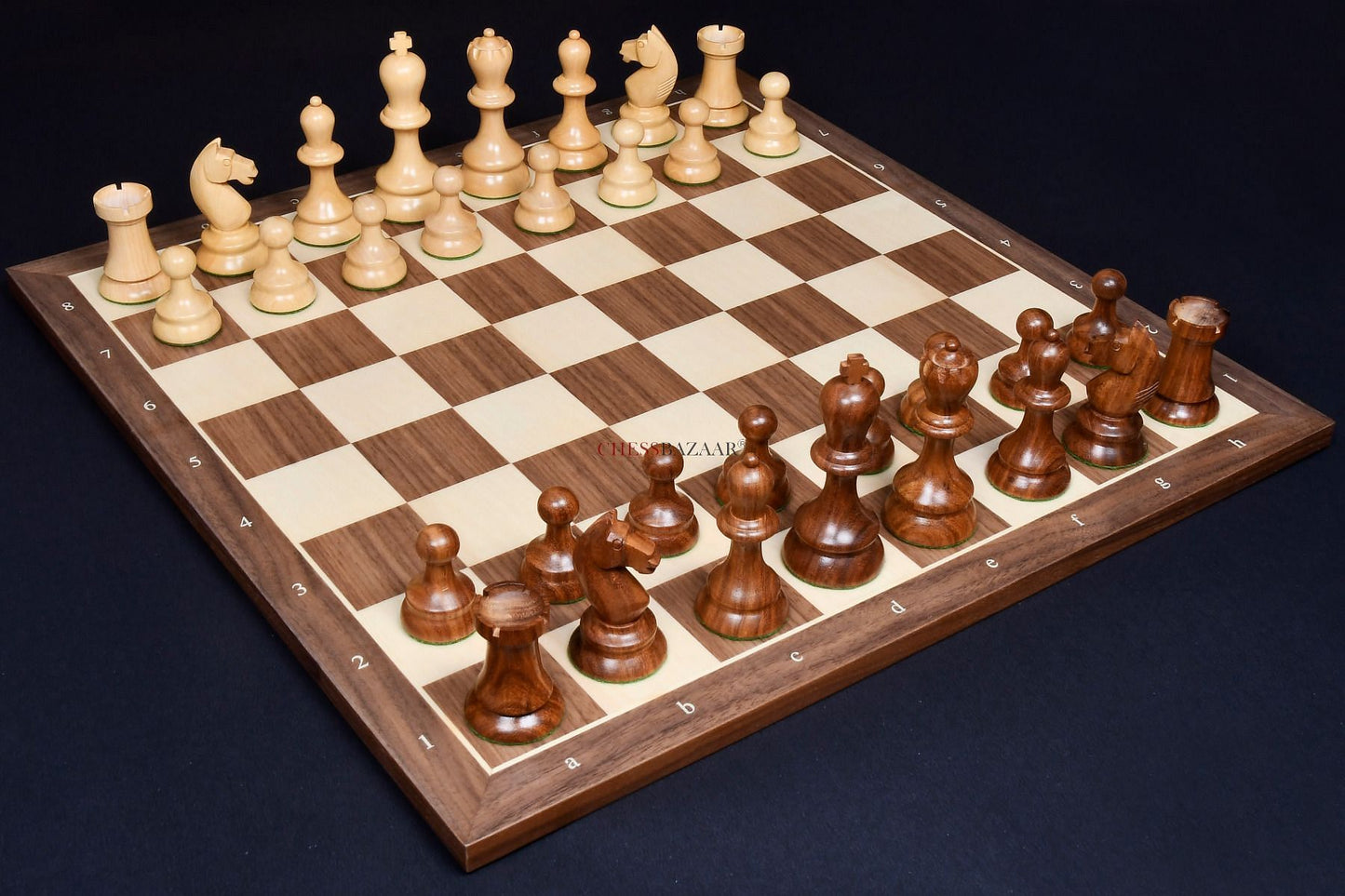 The 1937 7th Stockholm Olympiad Reproduced Chess Pieces in Sheesham Wood & Box Wood - 3.75" King