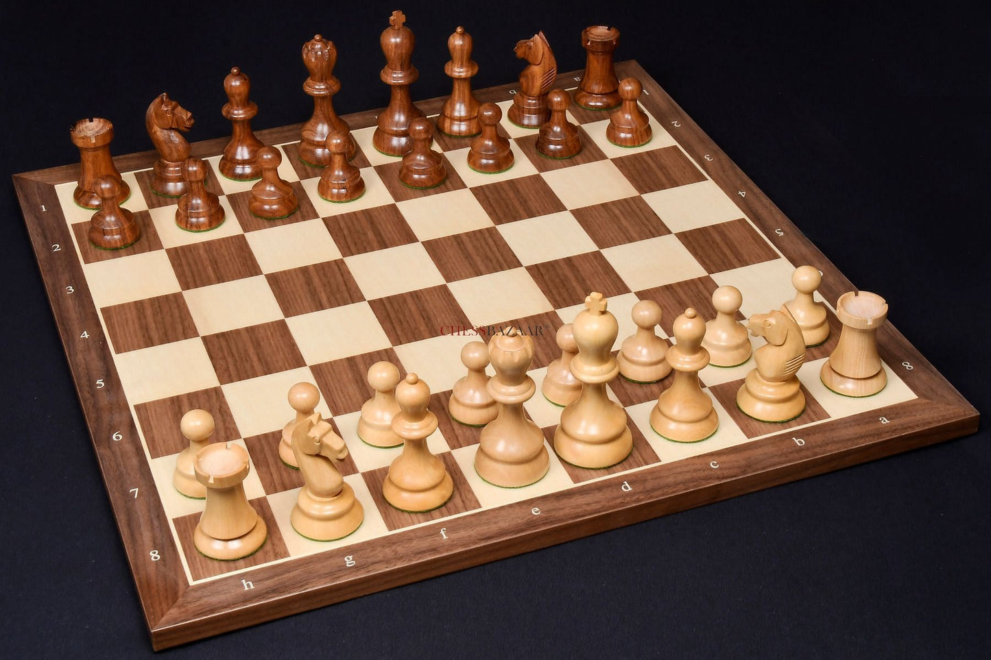 The 1937 7th Stockholm Olympiad Reproduced Chess Pieces in Sheesham Wood & Box Wood - 3.75" King