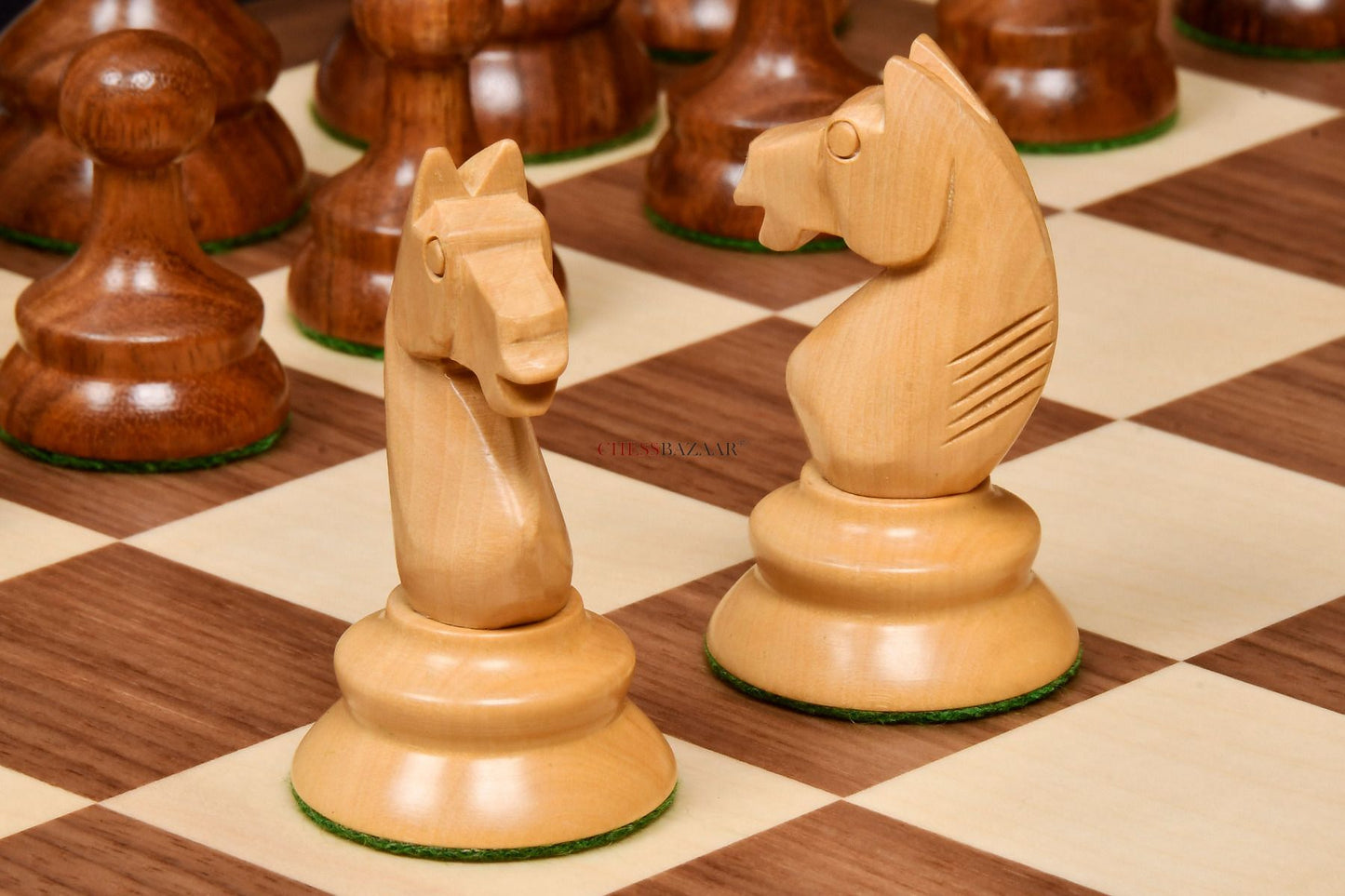 The 1937 7th Stockholm Olympiad Reproduced Chess Pieces in Sheesham Wood & Box Wood - 3.75" King