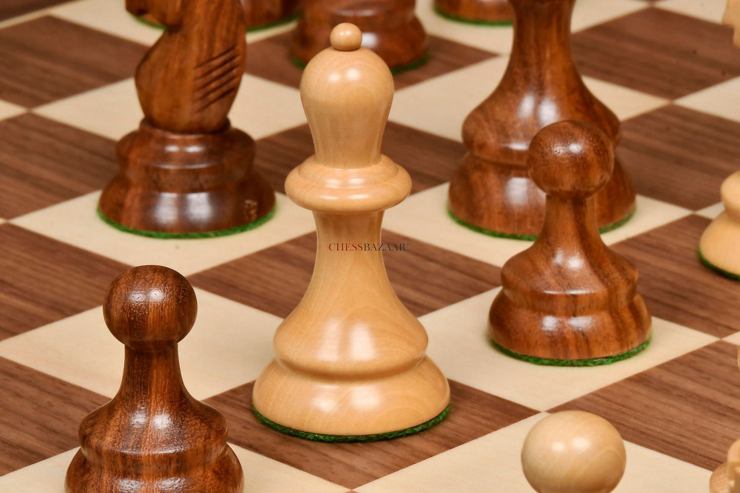 The 1937 7th Stockholm Olympiad Reproduced Chess Pieces in Sheesham Wood & Box Wood - 3.75" King