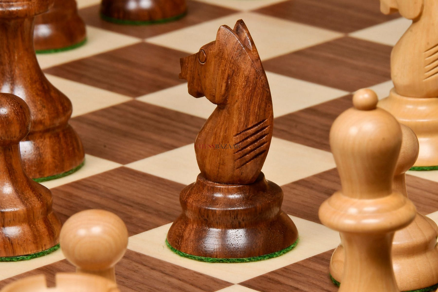 The 1937 7th Stockholm Olympiad Reproduced Chess Pieces in Sheesham Wood & Box Wood - 3.75" King