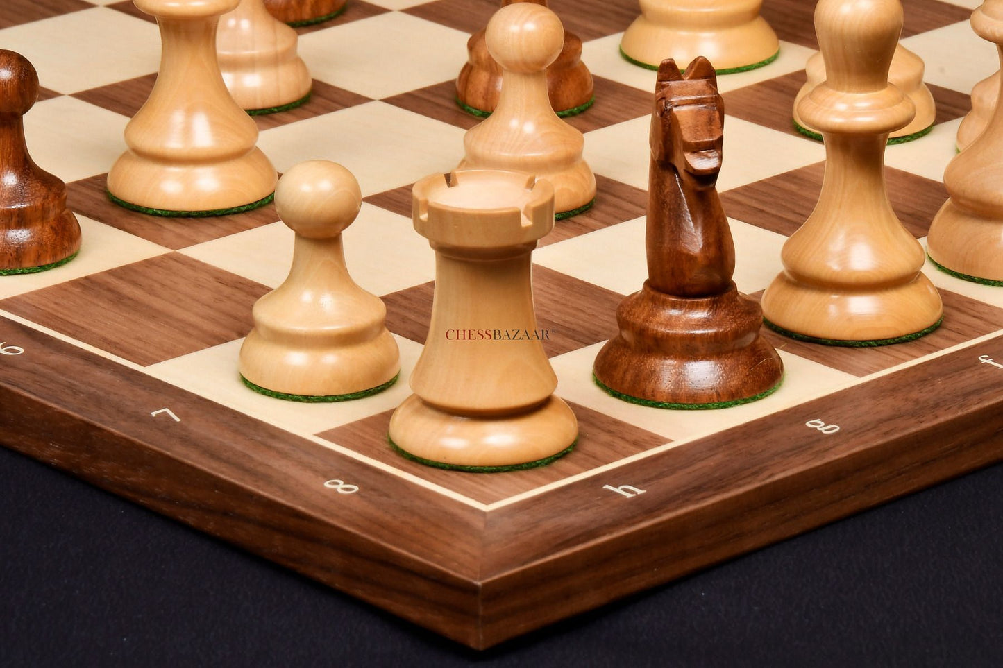 The 1937 7th Stockholm Olympiad Reproduced Chess Pieces in Sheesham Wood & Box Wood - 3.75" King