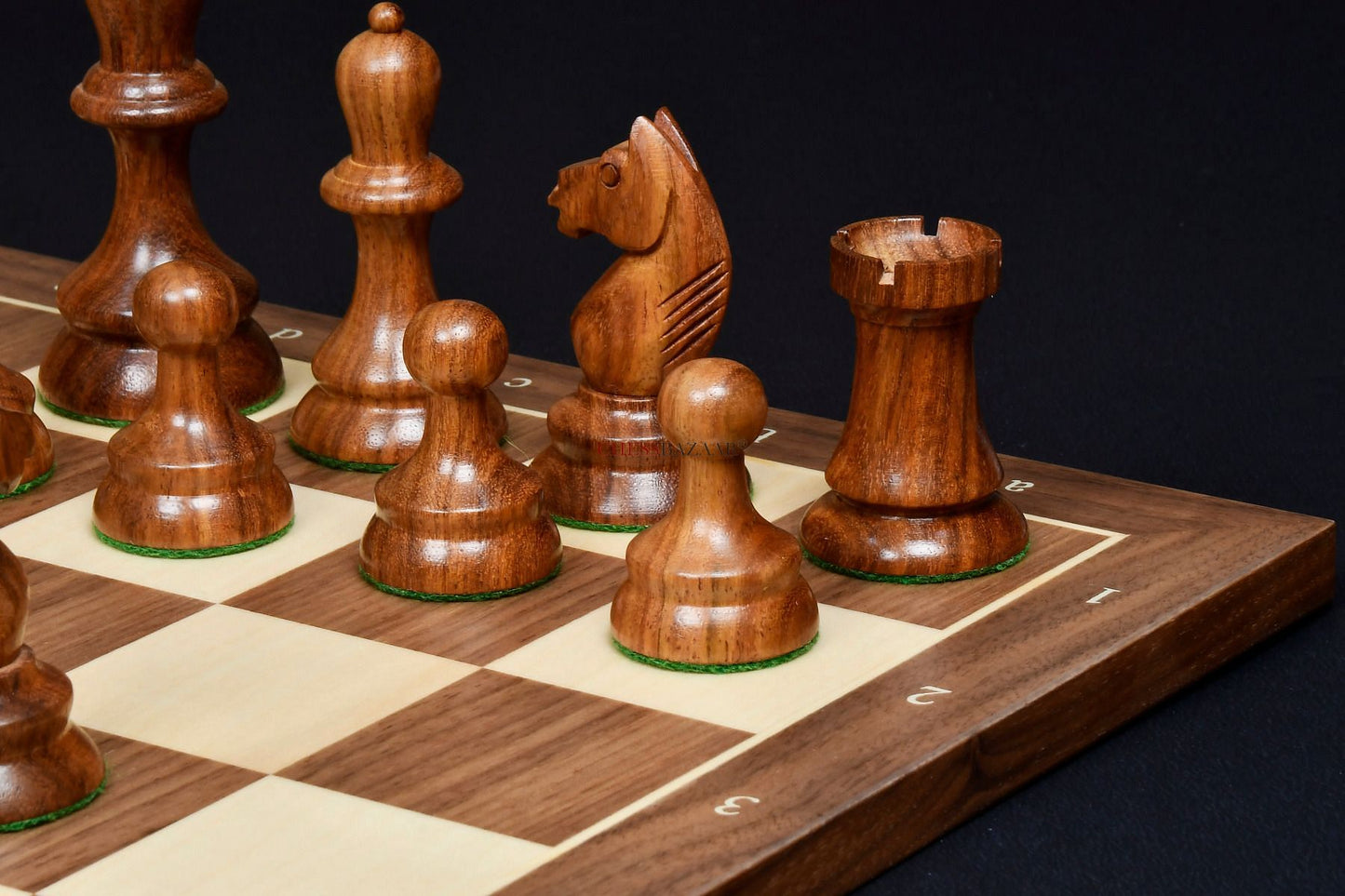 The 1937 7th Stockholm Olympiad Reproduced Chess Pieces in Sheesham Wood & Box Wood - 3.75" King