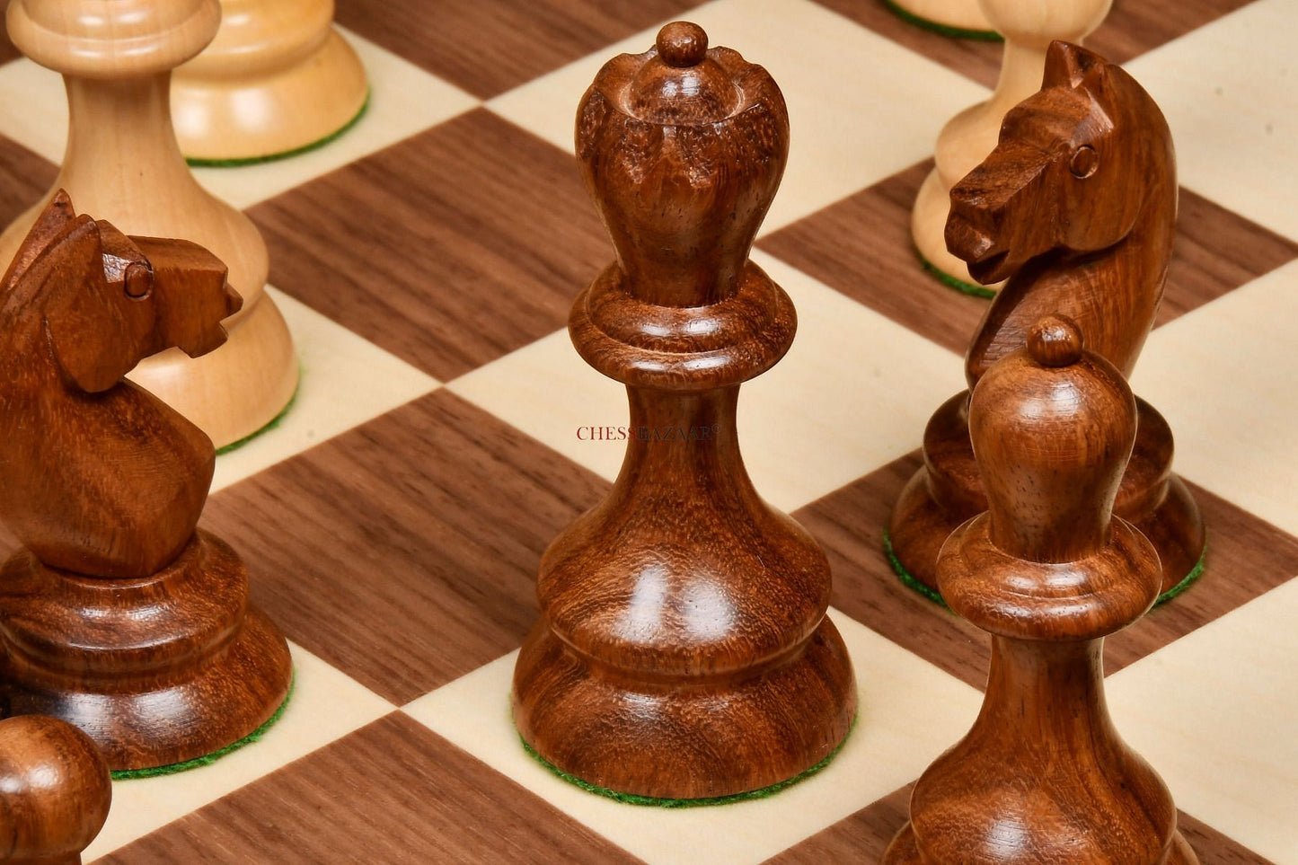 The 1937 7th Stockholm Olympiad Reproduced Chess Pieces in Sheesham Wood & Box Wood - 3.75" King