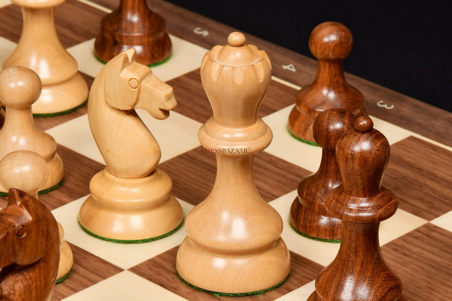 The 1937 7th Stockholm Olympiad Reproduced Chess Pieces in Sheesham Wood & Box Wood - 3.75" King