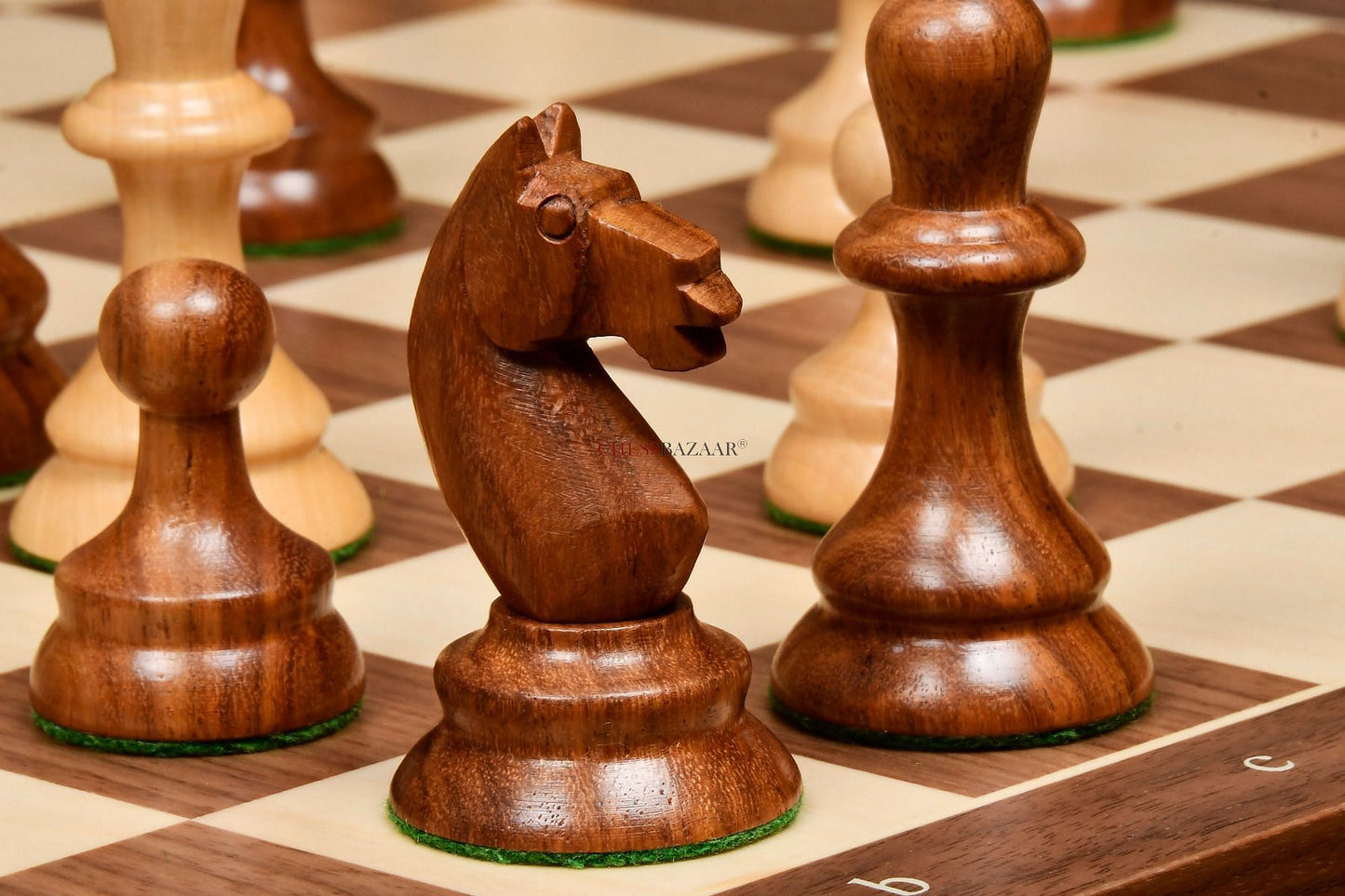The 1937 7th Stockholm Olympiad Reproduced Chess Pieces in Sheesham Wood & Box Wood - 3.75" King
