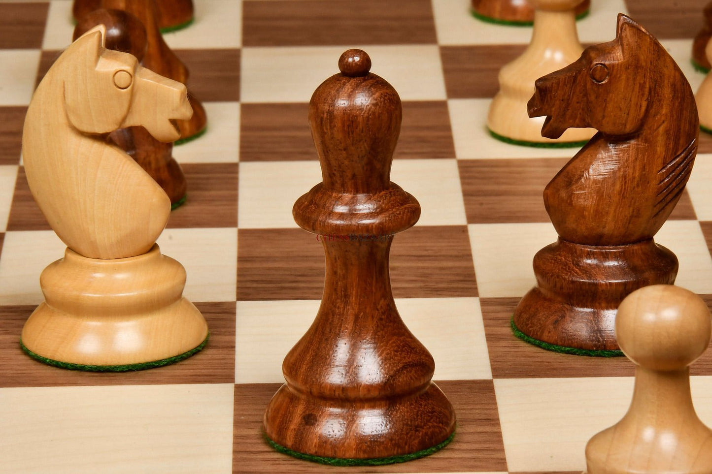 The 1937 7th Stockholm Olympiad Reproduced Chess Pieces in Sheesham Wood & Box Wood - 3.75" King