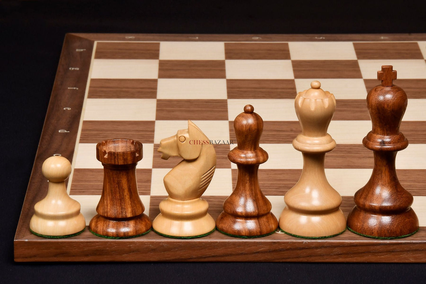 The 1937 7th Stockholm Olympiad Reproduced Chess Pieces in Sheesham Wood & Box Wood - 3.75" King