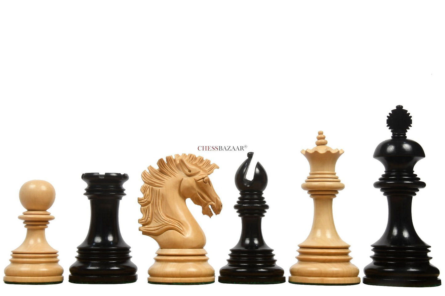 New Indian-American Luxury Series Weighted Chess Pieces in Genuine Ebony Wood & Indian Box Wood V2.0 - 4.4" King