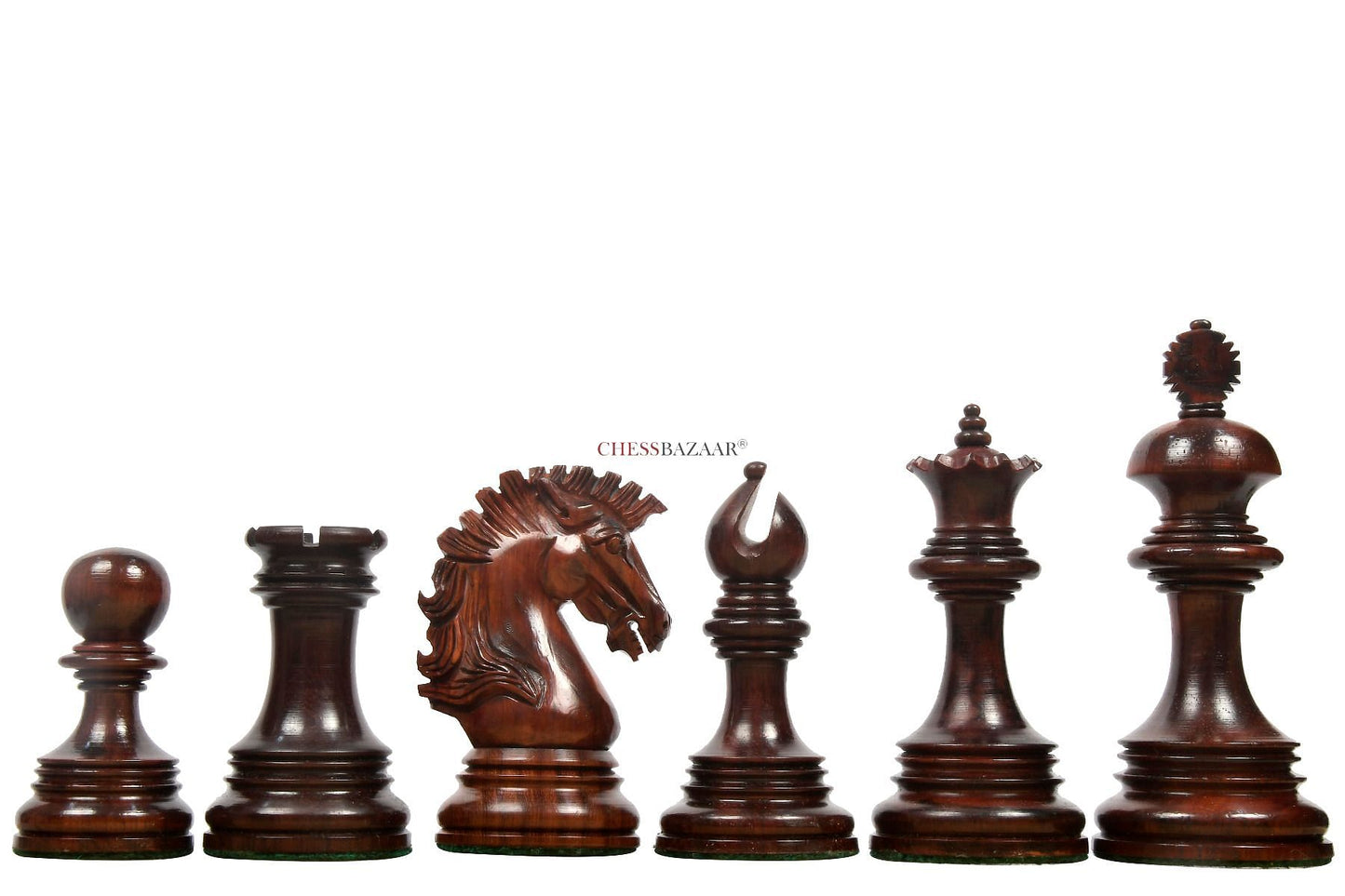 New Indian-American Luxury Series Triple Weighted Chess Pieces in Bud Rosewood(Padauk) / Box Wood Ver 2.0 - 4.4" King