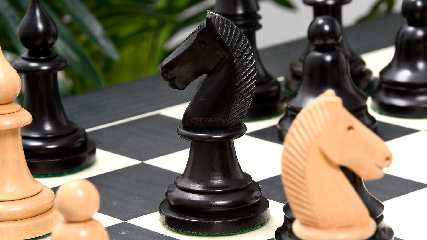 The Issac Lipnitsky 1946 Berlin Tournament Reproduced Chessmen in Ebonized Boxwood - 4.0" King