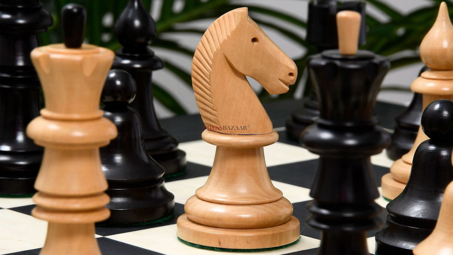 The Issac Lipnitsky 1946 Berlin Tournament Reproduced Chessmen in Ebonized Boxwood - 4.0" King
