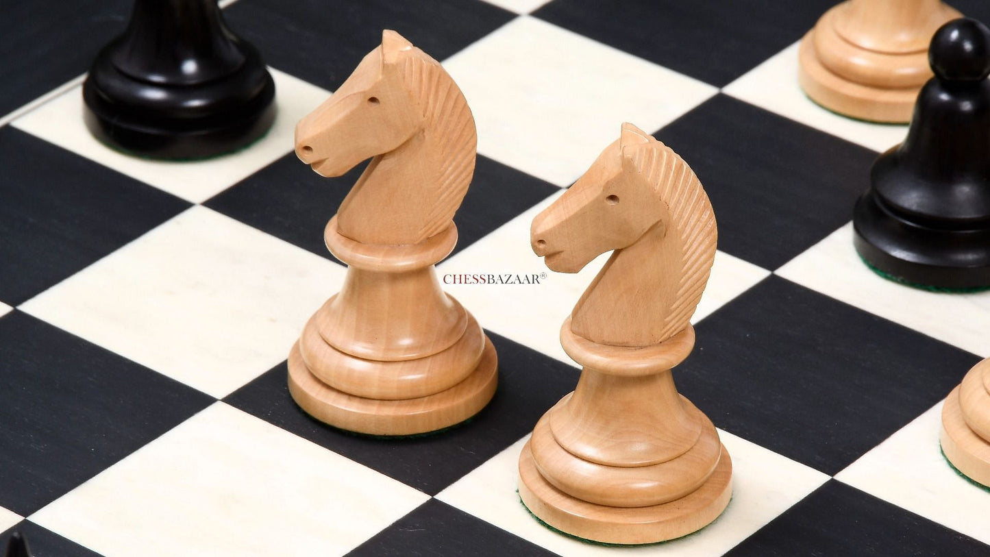 The Issac Lipnitsky 1946 Berlin Tournament Reproduced Chessmen in Ebonized Boxwood - 4.0" King