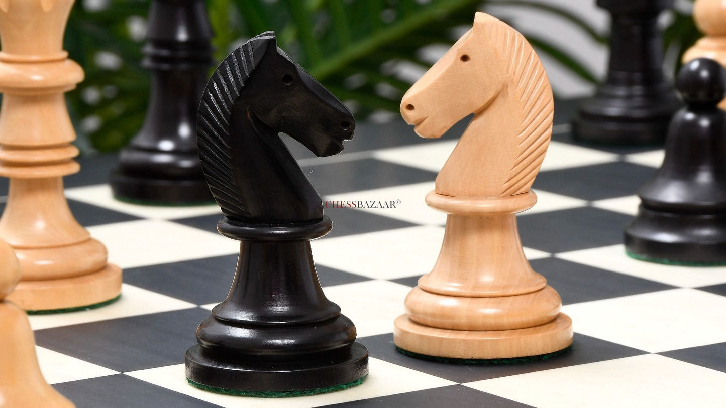 The Issac Lipnitsky 1946 Berlin Tournament Reproduced Chessmen in Ebonized Boxwood - 4.0" King