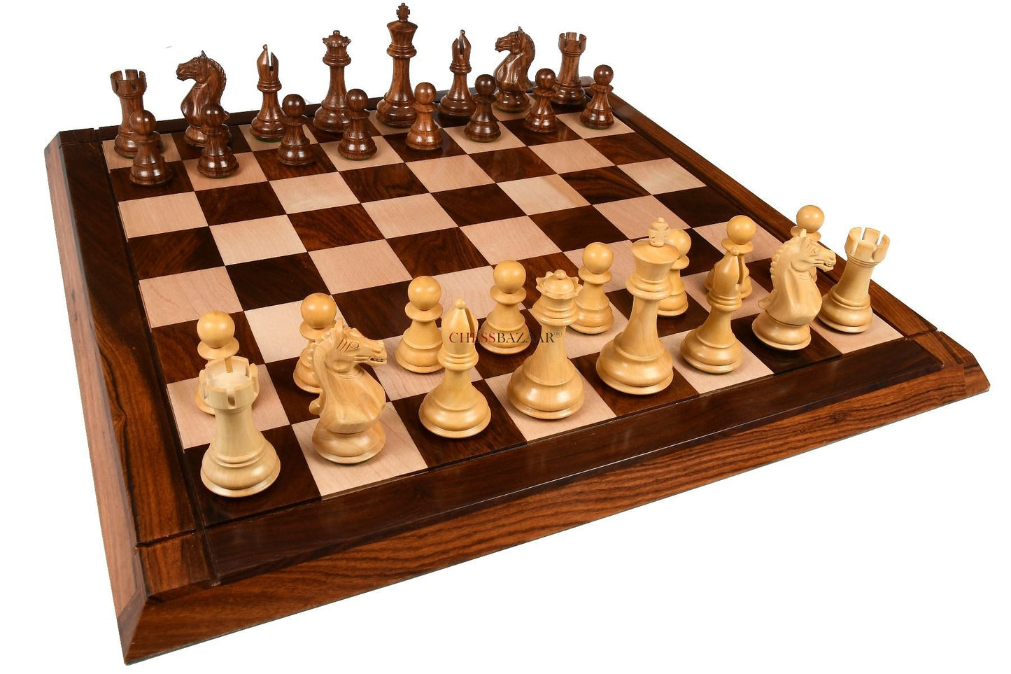 The Fierce Knight Staunton Wooden Chess Pieces in Sheesham & Box Wood - 4.0" King
