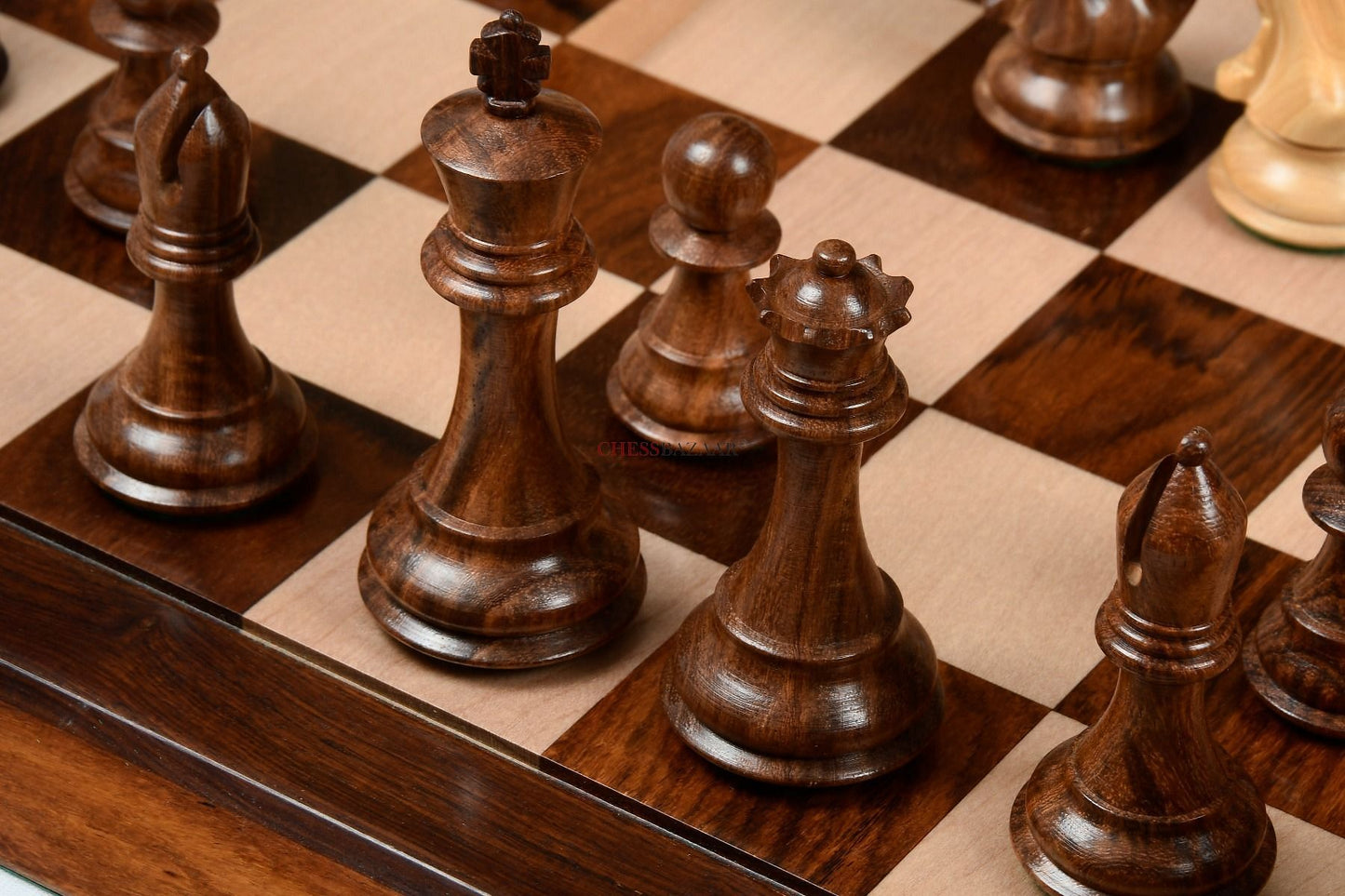 The Fierce Knight Staunton Wooden Chess Pieces in Sheesham & Box Wood - 4.0" King