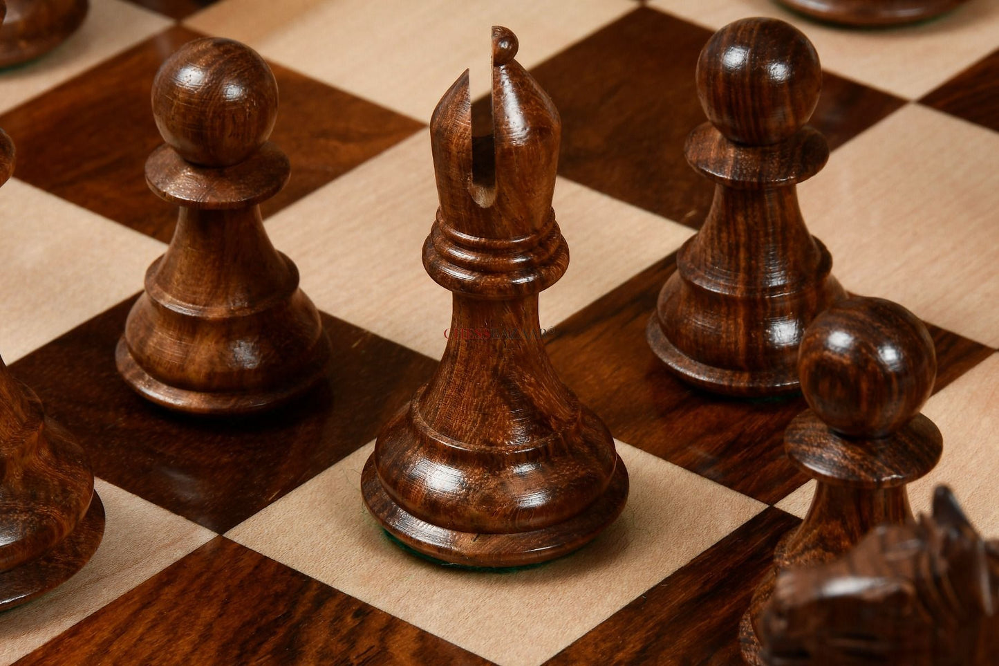 The Fierce Knight Staunton Wooden Chess Pieces in Sheesham & Box Wood - 4.0" King