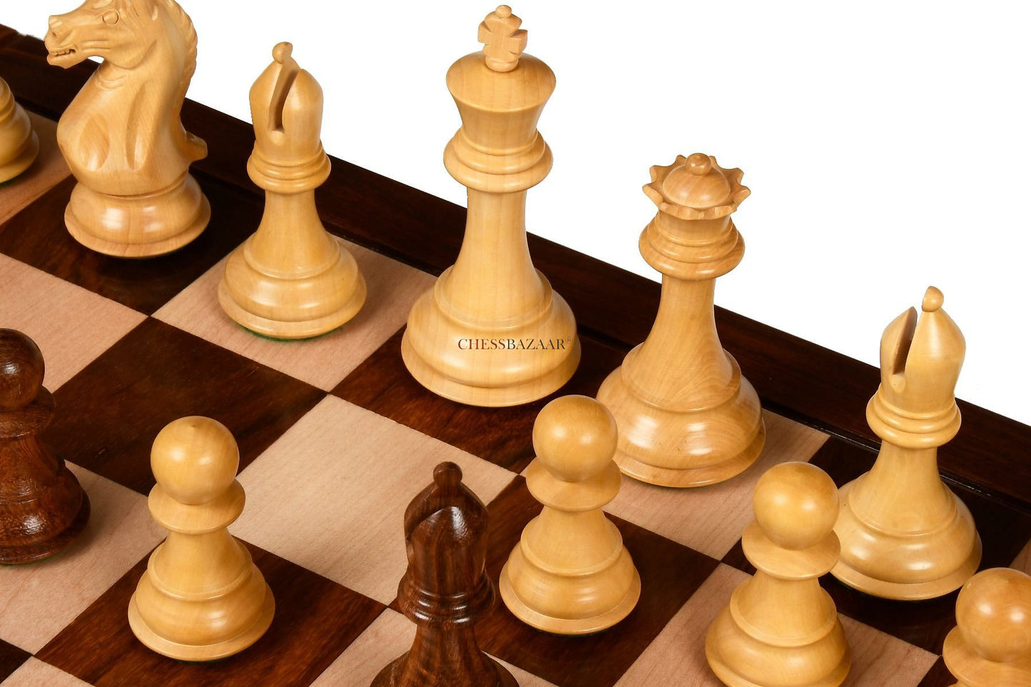 The Fierce Knight Staunton Wooden Chess Pieces in Sheesham & Box Wood - 4.0" King