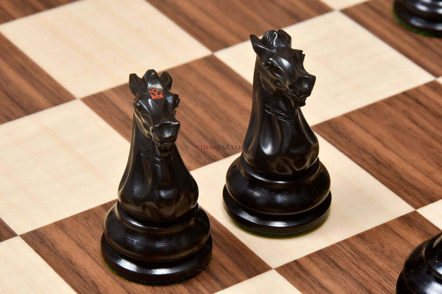 Reproduced 1880s-90s Circa Lasker Staunton Pattern Antique Chess Pieces in Ebony / Boxwood with King Side Stamping - 3.75" King