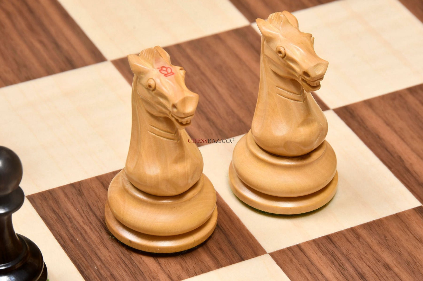 Reproduced 1880s-90s Circa Lasker Staunton Pattern Antique Chess Pieces in Ebony / Boxwood with King Side Stamping - 3.75" King