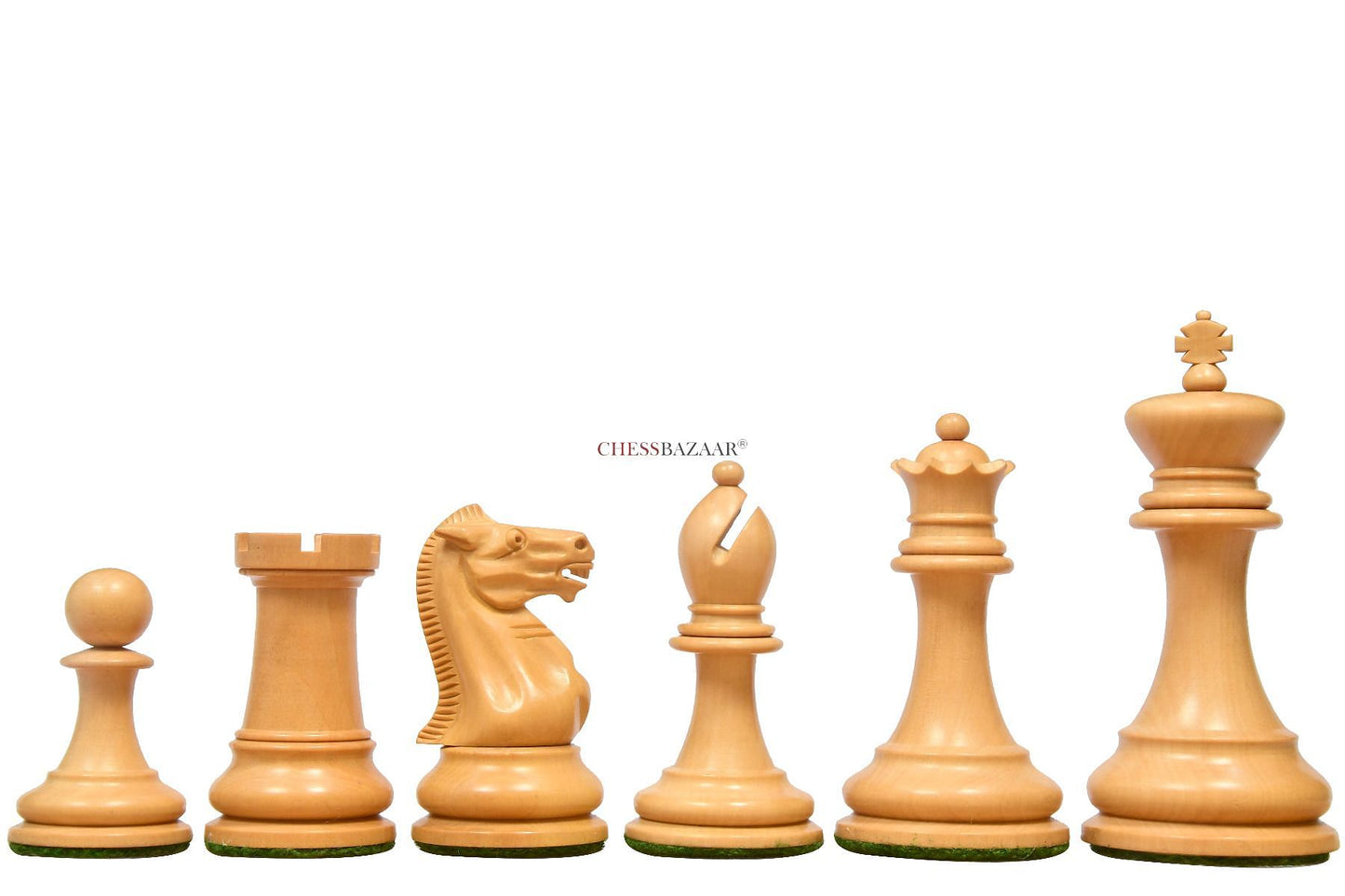 Reproduced 1880s-90s Circa Lasker Staunton Pattern Antique Chess Pieces in Ebony / Boxwood with King Side Stamping - 3.75" King