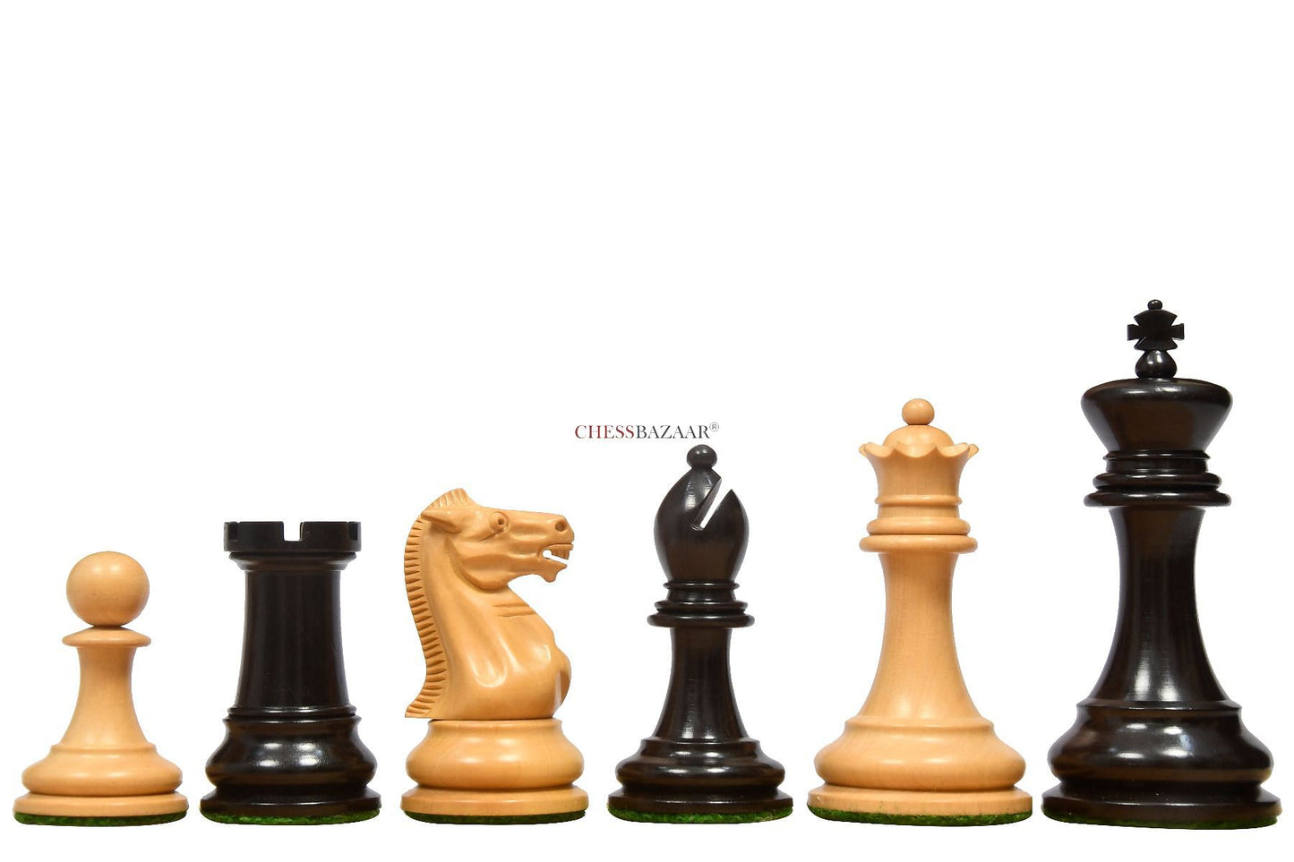 Reproduced 1880s-90s Circa Lasker Staunton Pattern Antique Chess Pieces in Ebony / Boxwood with King Side Stamping - 3.75" King