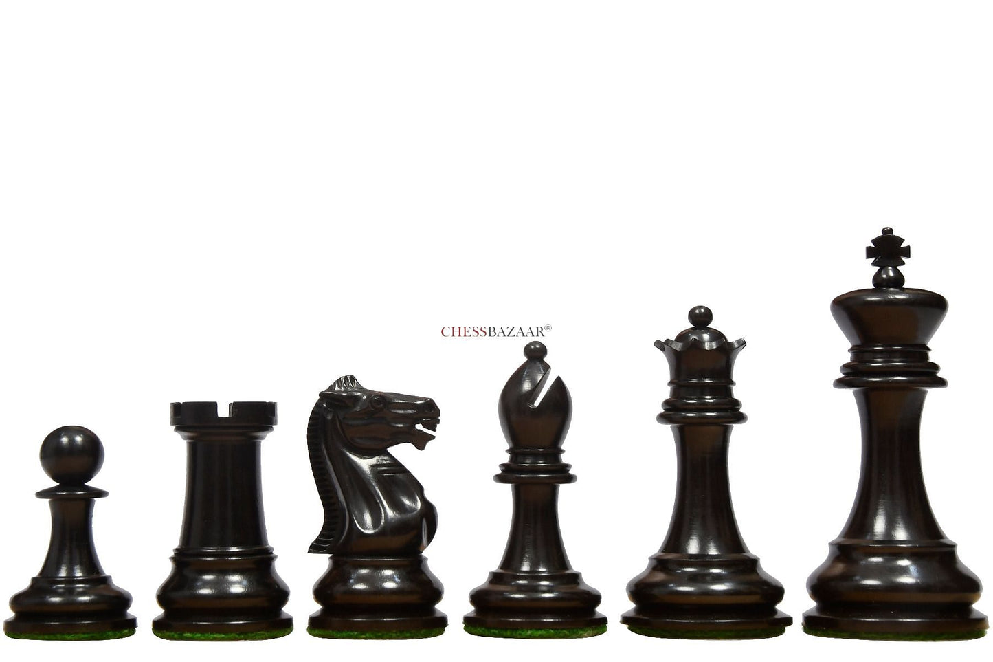 Reproduced 1880s-90s Circa Lasker Staunton Pattern Antique Chess Pieces in Ebony / Boxwood with King Side Stamping - 3.75" King
