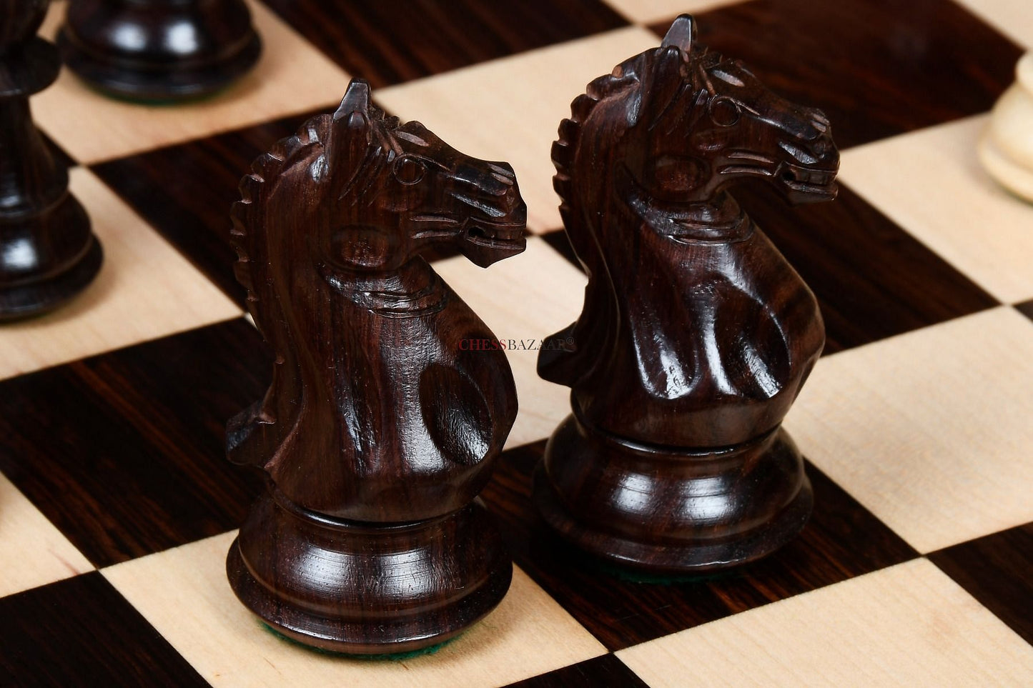 Fierce Knight Staunton Series Chess Pieces in Rosewood & Box Wood - 4.1" King