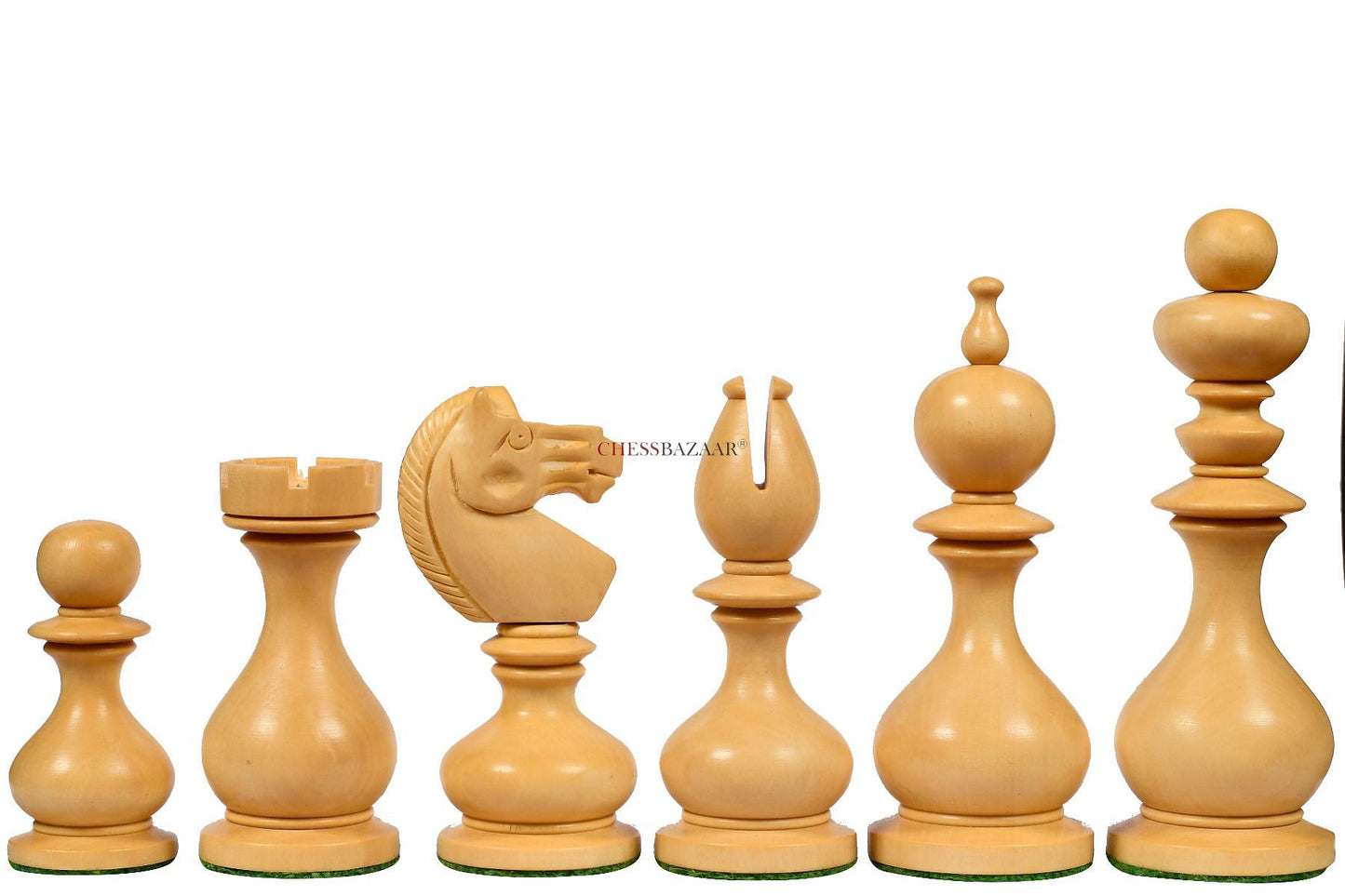 Reproduced Antique Series Dublin Pattern Calvert Chess Pieces in Ebonized & Natural Boxwood - 4.1" King