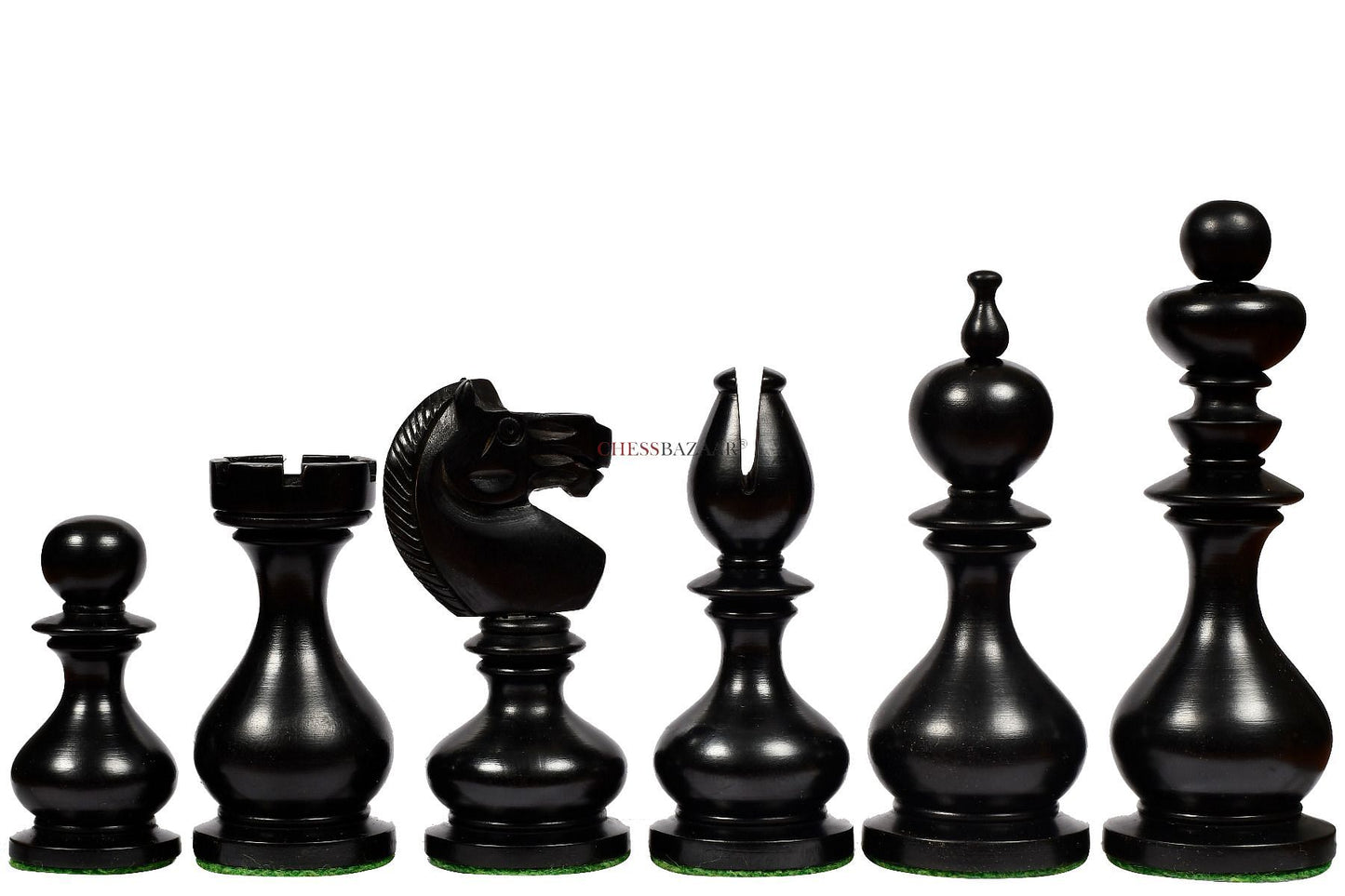 Reproduced Antique Series Dublin Pattern Calvert Chess Pieces in Ebonized & Natural Boxwood - 4.1" King