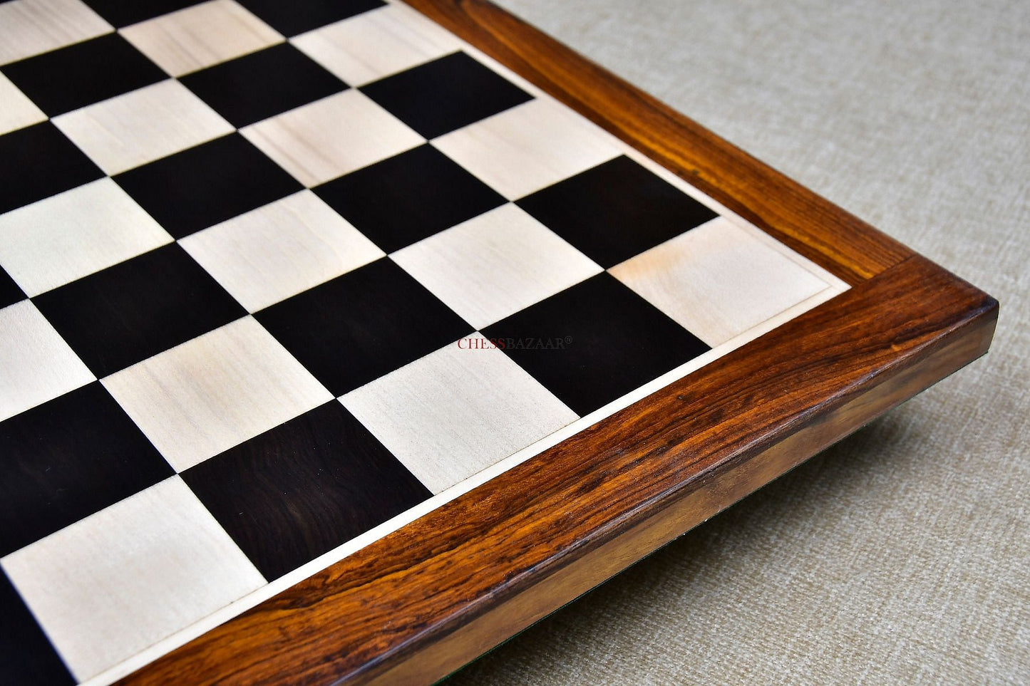 Solid Wooden Indian Chess Board in Genuine Ebony Wood & Maple Wood with Sheesham Wood Border 21" - 55 mm Square