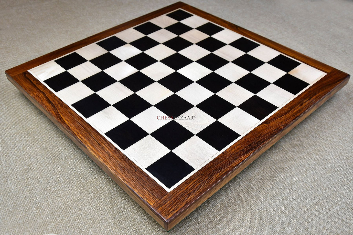 Solid Wooden Indian Chess Board in Genuine Ebony Wood & Maple Wood with Sheesham Wood Border 21" - 55 mm Square