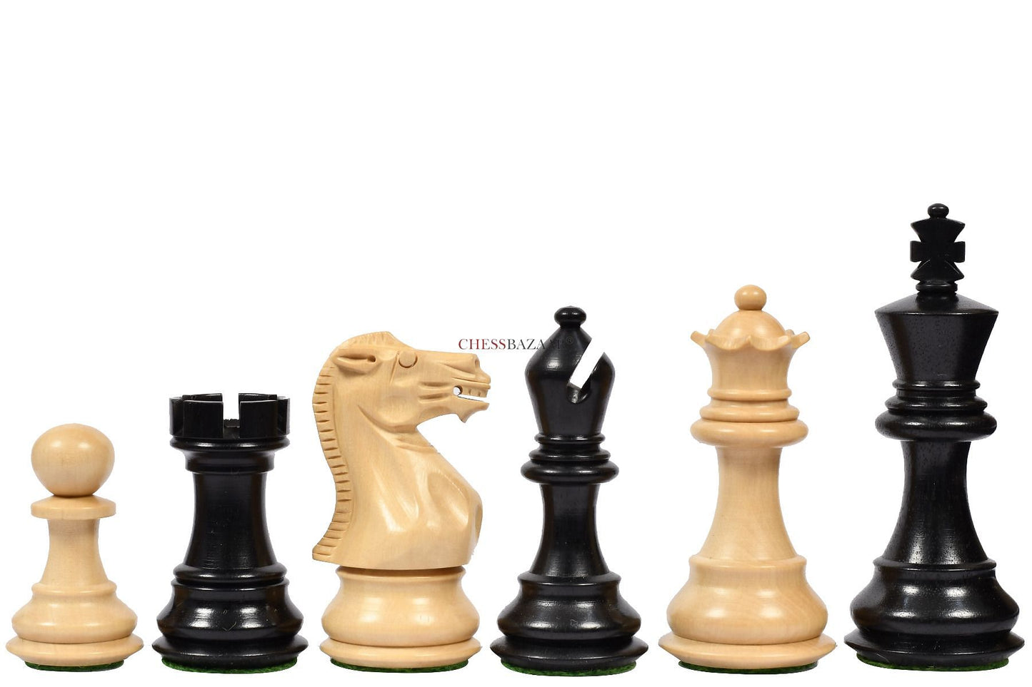 The Classic 101 Staunton Series Club Size Wooden Chess Pieces In Ebony Wood & Box Wood - 3.0" King